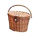 Yiju Handcrafted Bike Basket for Front Storage, Rattan with Lid for Girls, Brown