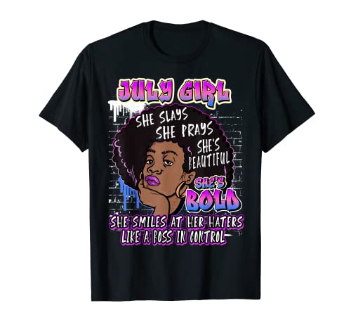 Black Melanin Queen Julio Afro American Birthday Cancer Leo Camiseta