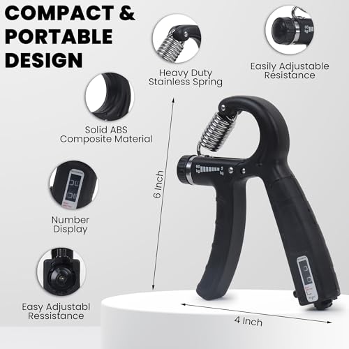 Fitness Mantra® Counter 10KG To 60KG Weight Adjustable Professional Counter Hand Gripper for Men & Women | Counter Hand Grip|Finger Exerciser|Power Gripper|Black Color| 3 41Mso9tC85L