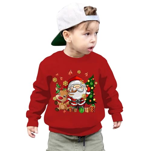 Générique Sweat De Noël d'hiver Sweat a Capuche Ado Fille Taille Hiver Pull Noel Moche De Noel Manches Longues Atomne Hiver Taille 1-7 Ans (Red, 5-6 Years)