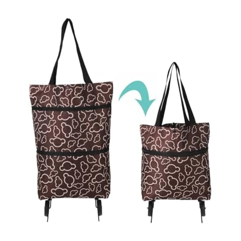 Kapmore Collapsible Shopping Trolley Bag - Waterproof Foldable Portable Large Shopping Bag with Wheels Cover