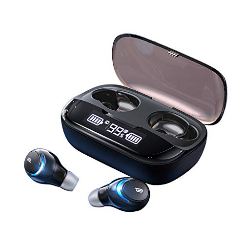 TDOR M-U8 Bluetooth 5.0 Wireless Earbuds with Wireless Charging Case IPX8 Waterproof TWS Stereo Headphones in Ear Built in Mic Headset Premium Sound with Deep Bass for Sport