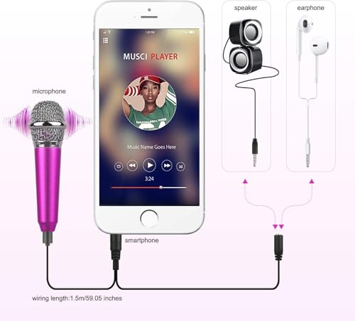Image of Mini Portable Vocal /Instrument Microphone For Mobile phone laptop Notebook iPhone Sumsung Android With Holder Clip - Rose Red