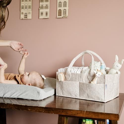 Image of PUTSKA Baby Diaper Caddy Organizer - Nursery Storage Basket for Diaper Station, Baby Basket Shower List and Registry Gift Must-Haves, Newborn Essentials, Nursery Decor for Boy or Girl - DarkMocha, XL