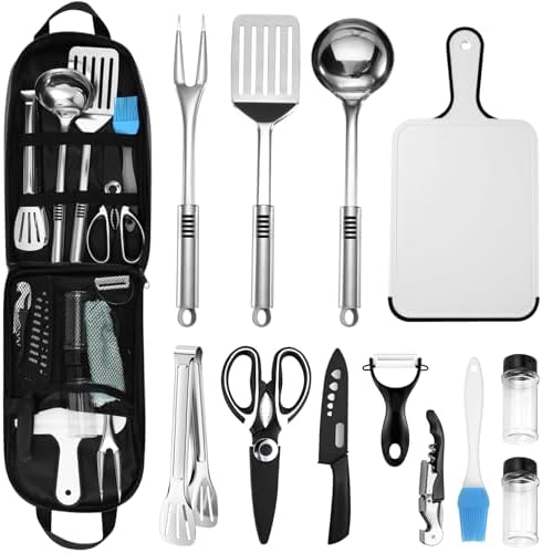 Odoland Camping Kitchen Utensils Set, Portable Outdoor Cooking Ut...