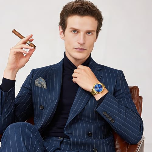 Image of OLEVS Watches for Men Business Dress Diamond Analog Quartz Big Face Luxury Classic Stainless Steel Waterproof Luminous Two Tone Wristwatch