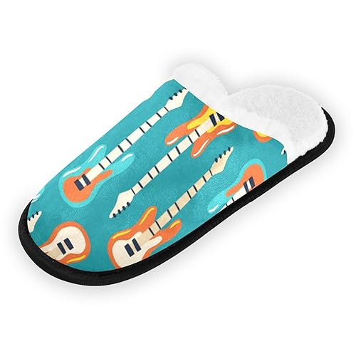 Retro Music Guitars Slippers Memory Foam Non-Slip Indoor House Slippers Bedroom Hotel Home Shoes for Women Men