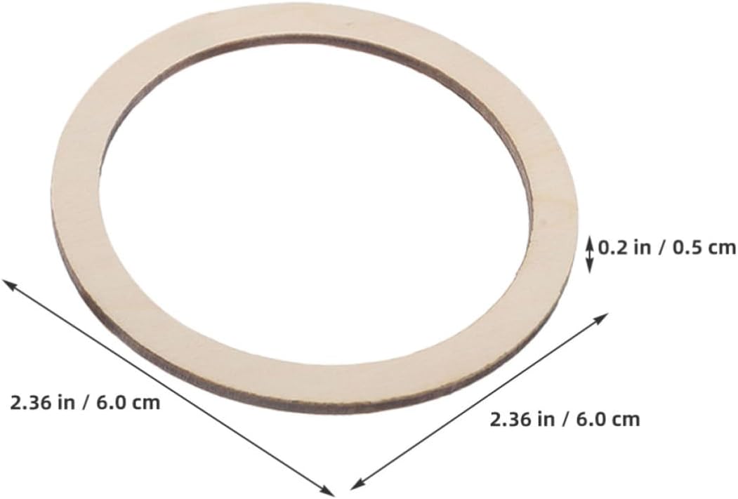 100pcs Wood Hoops for DIY Crafts, Smooth Sturdy Beige Circle Frames
