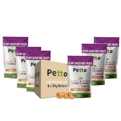 Image of Petto Plant-Based Hypoallergenic Dog Treats 6 x 100g | Healthy & Meat-Free Training Bites | Human Grade & Bakery Made with Carrots, Coconut Oil & Turmeric