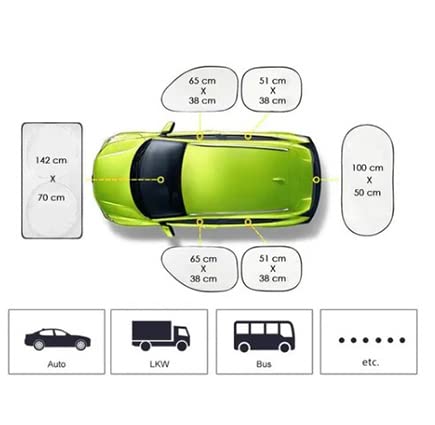 Lot de 6 Pare soleil de Pare brise de Voiture, Kit de Pare soleil de Voiture Pliable pour Vitres Avant Avec Revêtement Argenté, pour la Protection UV et Solaire, pour la Plupart des Accessoires