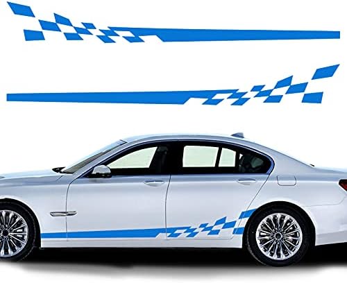 nuoozy Universal Car Side Skirt Decal Stickers Body Side Sports Racing Stripe Graphic Stickers NJ009 Blue (2Pcs)