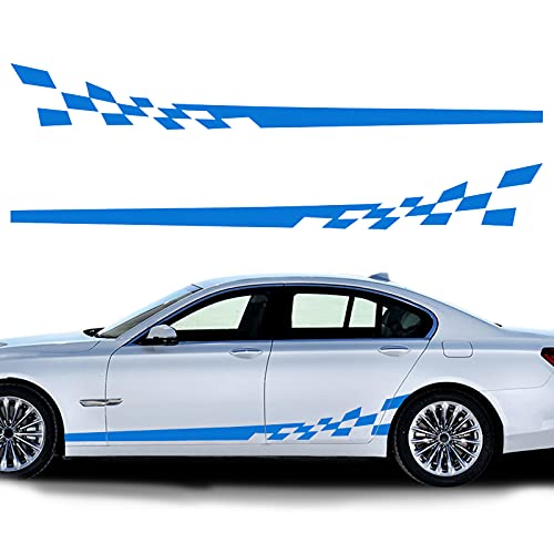 Nuoozy Universal Car Side Skirt Decal Stickers Body Side Sports Racing Stripe Graphic Stickers Nj009 Blue (2Pcs) #TOP3