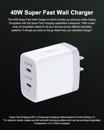 Image of 40W USB C Charger Block for iPhone 17e 17 Pro Max Apple USBC Wall Plug Fast | Super Fast Charging Type C Cube, Dual C Port Power Adapter, Android Cargador Typec Box for Sum Sung S26+ S25, i Phone Brick