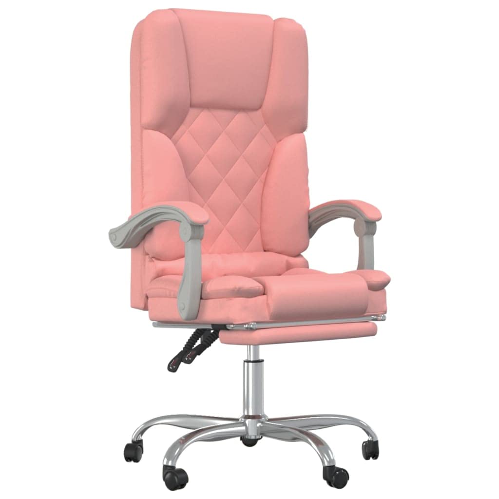 vidaXL Silla de Oficina Reclinable Masaje Respaldo Altura Ajustable Reposabrazos Computadora Ergonómica Escritorio Cuero Sintético Rosa
