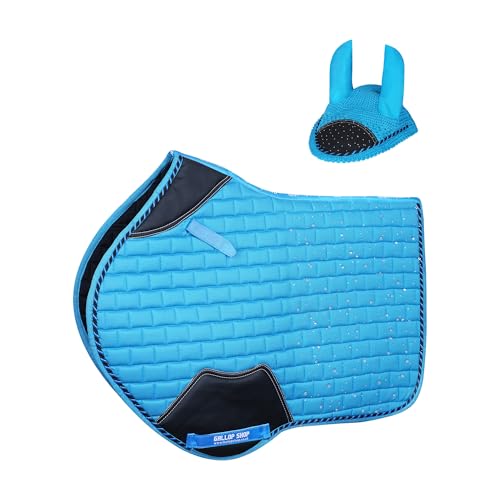 Image of Gallop Shop Close Contact Saddle Pad / All-Purpose Design Rhinegold with Sparkle (Aqua, Full)