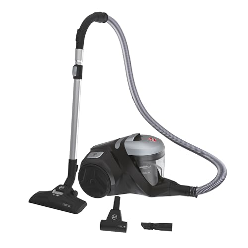 Hoover H-Power 300 HP320PET 011 Aspirapolvere Senza Sacco a Traino con Contenitore 2 l, con Filo, 850w, Raggio d'azione 9.5m, Maniglia di trasporto, Accessori 2in1, Spazzola Mini Turbo, Grigio