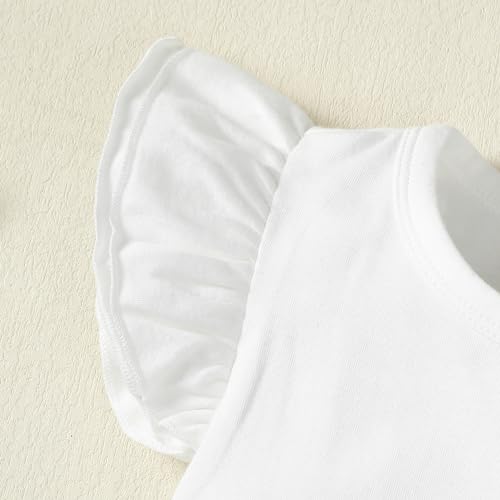 Image of LYSMuch Toddler Baby Girls T Shirt Ruffle Sleeveless Kids Cotton Tshirt Solid Color Blouse