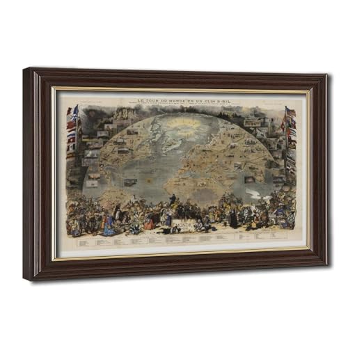Carte du monde 1876 toile vintage pour sublimer votre bureau ou salon