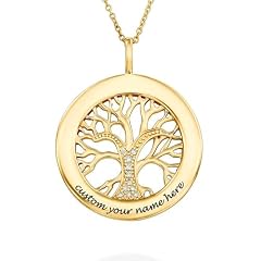 UYNUY Custom Tree of Life Pendant Necklace with Personalized Name, Text, and Date - Engraved Jewelry Gift for Women, Men