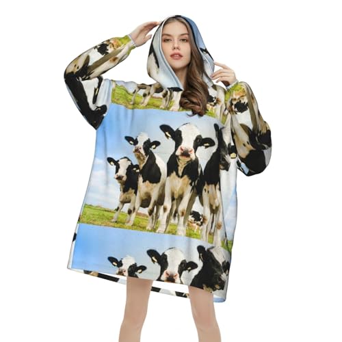 Sweat à capuche couverture vache | Plaid géant à manches confortable pour l'hiver