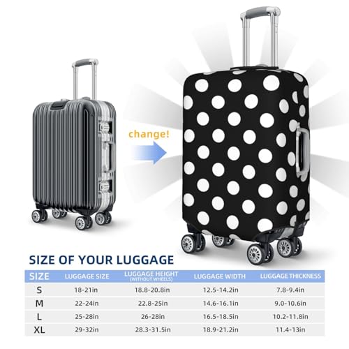 Black and White Polka Dot Travel Luggage Covers - Elasticity Suitcase Covers Protector for Luggage 18-32 Inch2