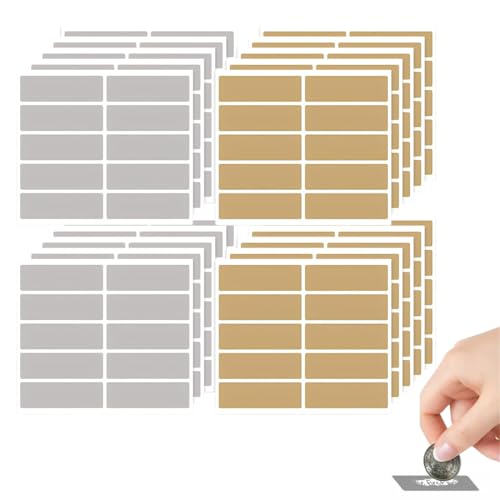 VAEIORP 200 Pegatinas Rasca y Gana   Crea tus propias tarjetas   Ideal para regalo, calendarios de adviento, tarjetas personalizadas, etiquetas rasca, Navidad (1.5x4.8cm) (Dorado)