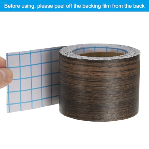 Image of PATIKIL Wood Grain Repair Tape 2in x33ft, Self Adhesive Realistic Textured Repair Tape Patch for Floor Door Table Cabinets Desk, Walnut