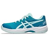 ASICS Kinder Gel-Game 9 Grade School Tennisschuhe, Blaugrün/Weiß, 5.5 Wide Big Kid