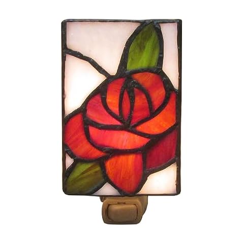 Rose Floral Night Light - Rainbow Art Glass Cover