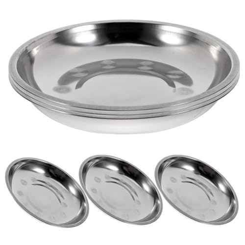 YARNOW Metallteller-Set Edelstahlteller 6 runde Teller Metall Campingteller Stahl Servierplatten für Zuhause 18 cm Campingteller