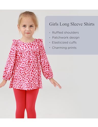 Bamboo Viscose Toddler Girl Blouse Top Long Sleeve Ruffle Hem Shirt for Girls2