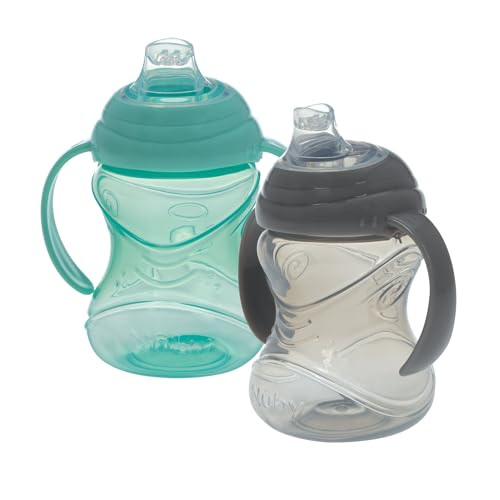Image of Nuby Clik-It No-Spill Soft Spout Training Sippy Cup with Handles - (2-Pack) 10 Oz - 4+ Months - Neutral