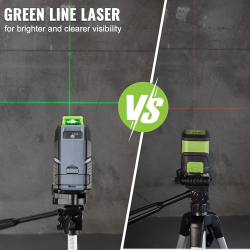 WORKPRO Poziomica Laserowa 360° z Statywem, Zielony Laser Krzyżowy 30 m, Tryb Poziomy/Pionowy/Krzyżowy, Automatyczne Poziomowanie, Idealna Do Placów Budowy