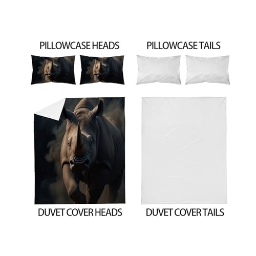 Housse de couette rhinocéros en microfibre douce pour lit 260x220