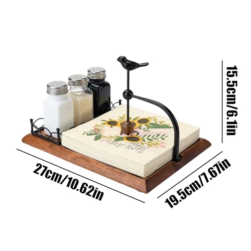 Porte-serviettes en bois pour maison avec moulin à sel oiseau de salon