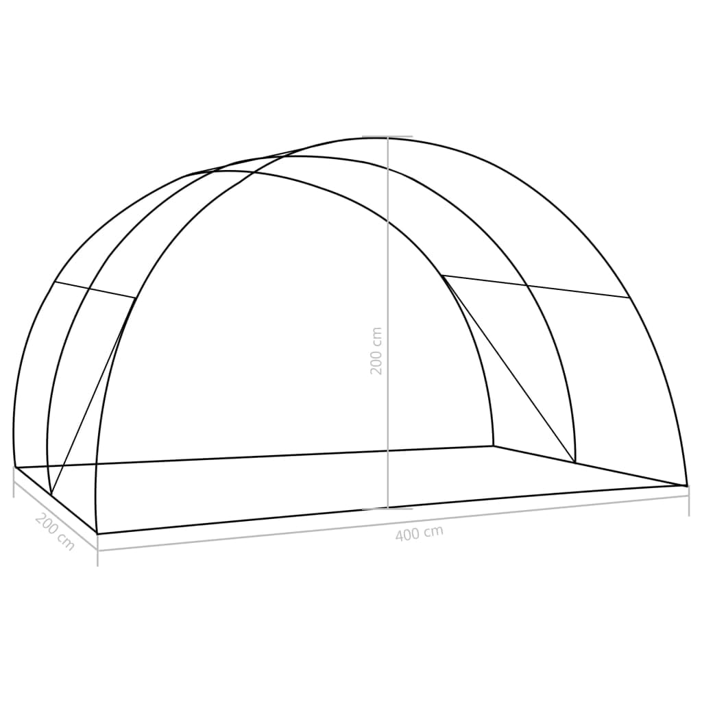 Szklarnia 8 m², 2 x 4 x 2 m, tunel foliowy z 4 bocznymi oknami i drzwiami, 140 g/m² tkanina siatkowa PE, ocynkowana rama stalowa, do uprawy i zimowania