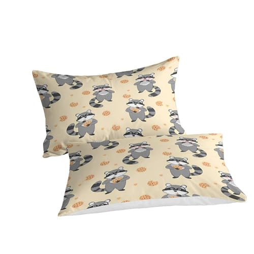 Housse de couette raton laveur 200x200 cm avec taies d'oreiller en microfibre pour lit double - 6