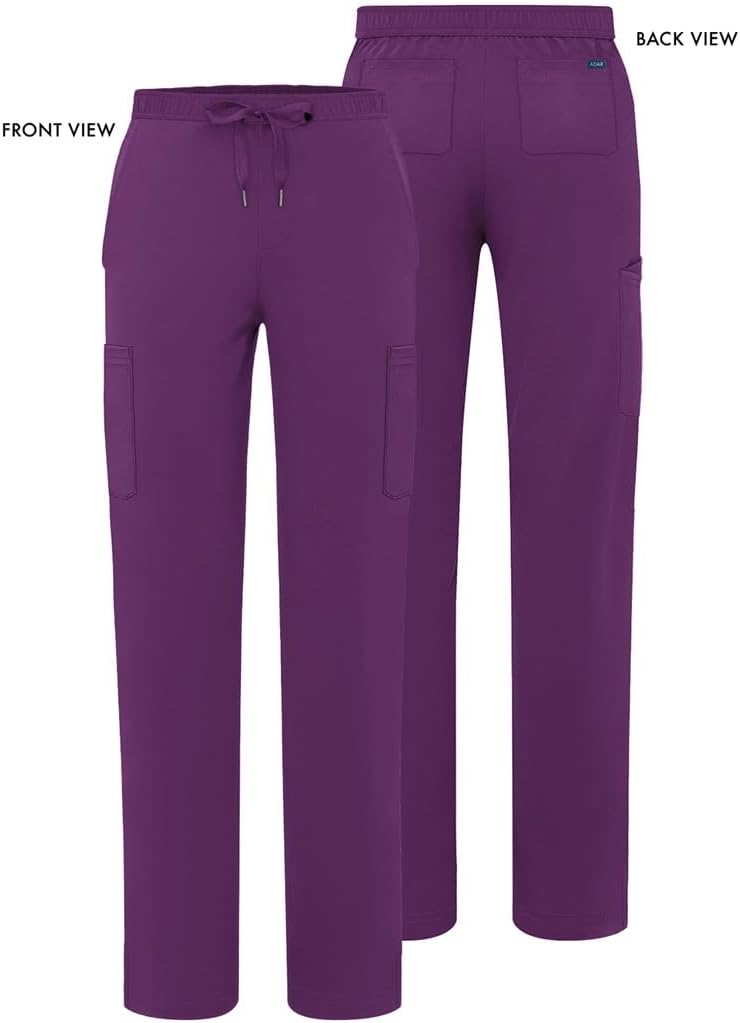 Adar Addition Scrubs for Men - Slim Leg Cargo Drawstring Scrub Pants