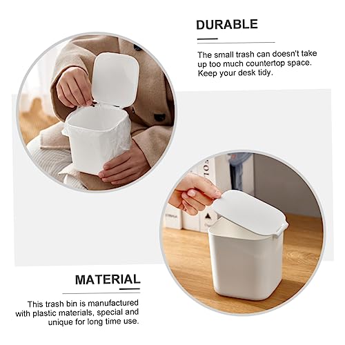 Mini caneca de basura rectangular blanca para escritorio miniatura 4