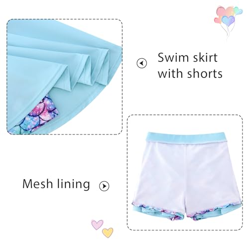 Image of Girls Tankini Swimsuit Mermaid Bathing Suits Criss-Cross Strap Adjustable Summer Beach Two Piece Swimwear Size 4-12