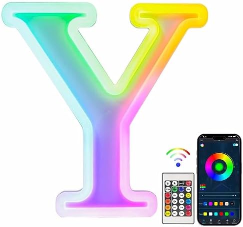 Tosakey Light Up Letters, LED Letter Lights Sign 18 Color Changing with Bluetooth App Remote Night Lights Gift for Girl Boy Women Birthday Christmas Party Wedding Bar Decor (B)