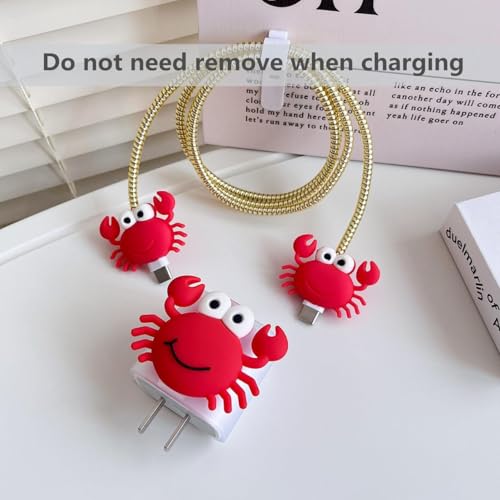 Image of Protective Charger Case for iPhone 15 14 13 12 11 Pro Max - 18W 20W Charging Cable Cover Data Cable Sleeve - (Crab)