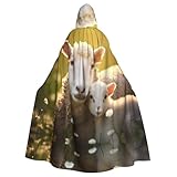 WHJDPP Capa con capucha y pajarita para adultos con imagen de oveja con madre para Halloween, fiestas de disfraces, cosplay