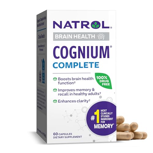 Natrol Cognium Complete, Dietary Supplement for Brain Health, Brain Health Supplements for Adults, 60 Capsules, 30 Day Supply