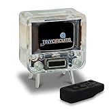 TinyCircuits TinyTV 2 Portable Retro Mini TV – 1.14″ IPS Screen, Preloaded & Uploadable Videos, USB-C Rechargeable, Knob Controls + Tiny Remote (Clear)