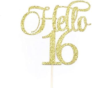 Atelier Elegance Hello 16 Cake Topper, 16 Cake Topper, 16th Birthday Cake Topper, Sweet 16