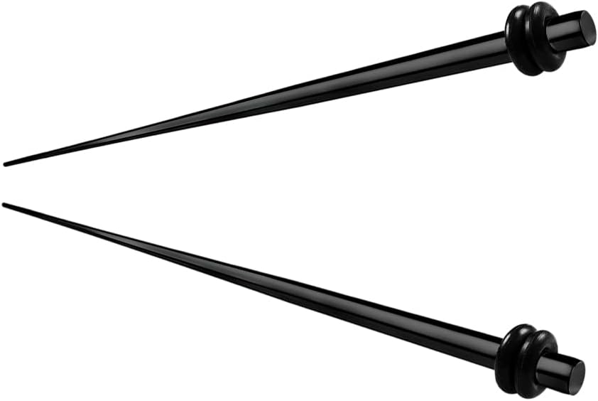 BanaVega 2PCS Stainless Steel Flesh Black O-Rings Ear Taper Earring Piercing Stretching Gauge Piercing Jewelry Choose Sizes