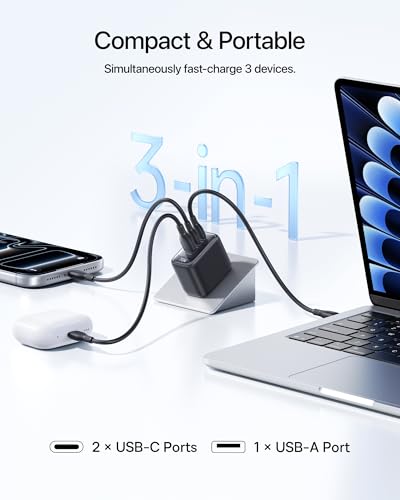 Baseus Enerfill 70W USB C Charger, 3 Port Fast Charging Block - image 5
