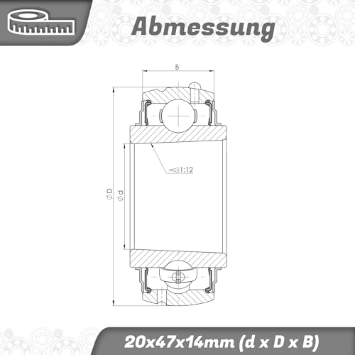 Parts and Parts Spannlager CS204 20x47x14mm, Radialkugellager mit Madenschrauben, Passt zu Gehäuselagern, Industrielles Stehlager, ideal für Landwirtschaft und Maschineneinsatz
