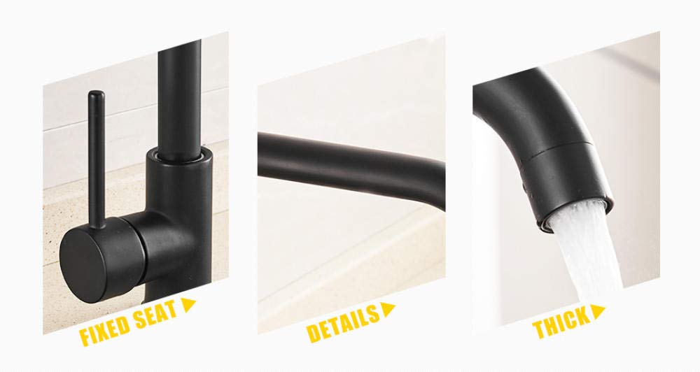 LAMGUL Grifo Grifo de Cocina Negro Grifo Mezclador Giratorio 360 para Cocina diseño de Goma grúa montada en Cubierta Caliente y fría para fregaderos Grifo de Agua